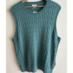 NWT JCrew Factory Women’s Cable Knit Shell Size XXL 100% Cotton Green Classic